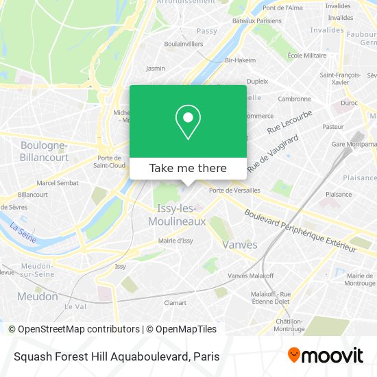 Mapa Squash Forest Hill Aquaboulevard