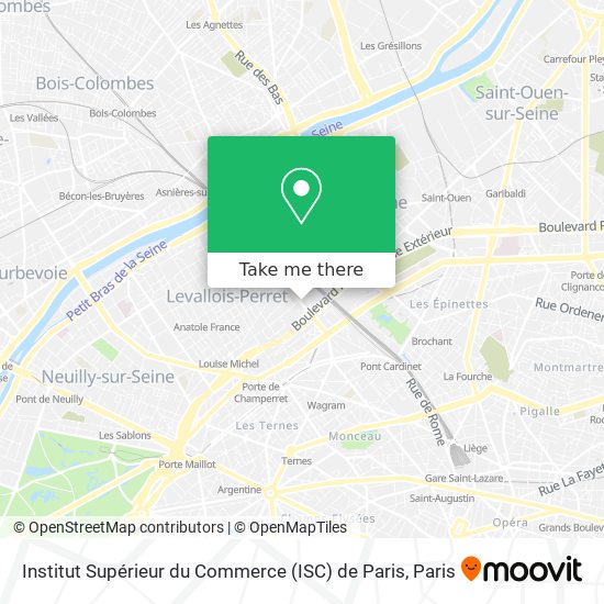 Mapa Institut Supérieur du Commerce (ISC) de Paris