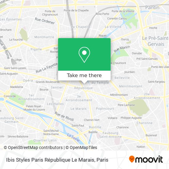 Mapa Ibis Styles Paris République Le Marais