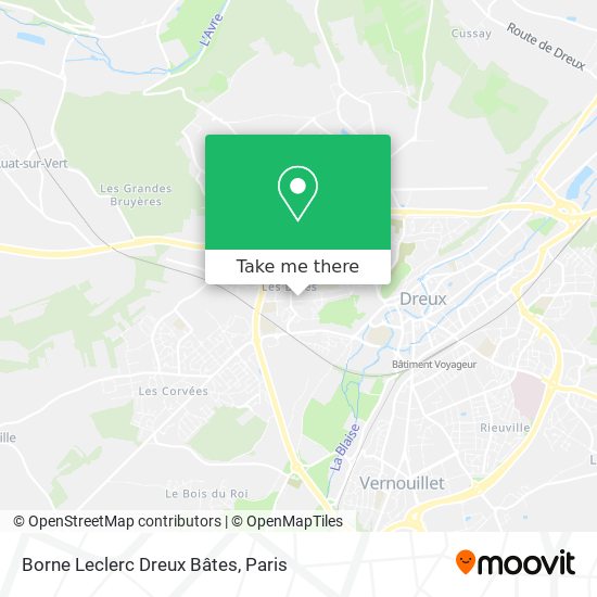 Mapa Borne Leclerc Dreux Bâtes