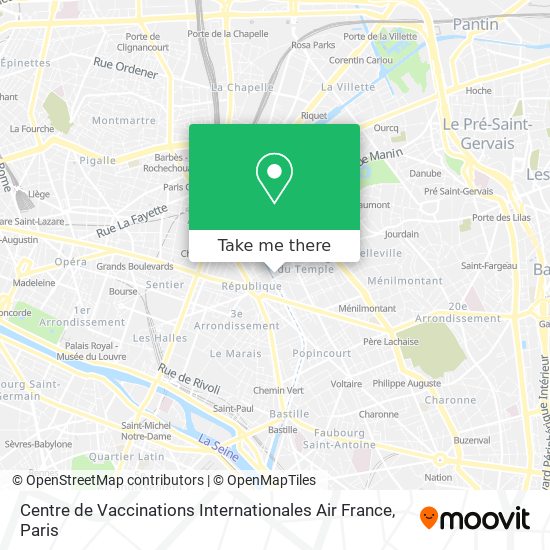 Mapa Centre de Vaccinations Internationales Air France
