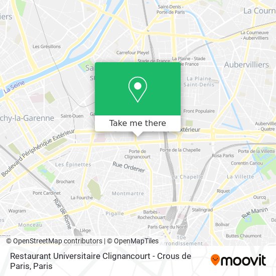 Restaurant Universitaire Clignancourt - Crous de Paris map