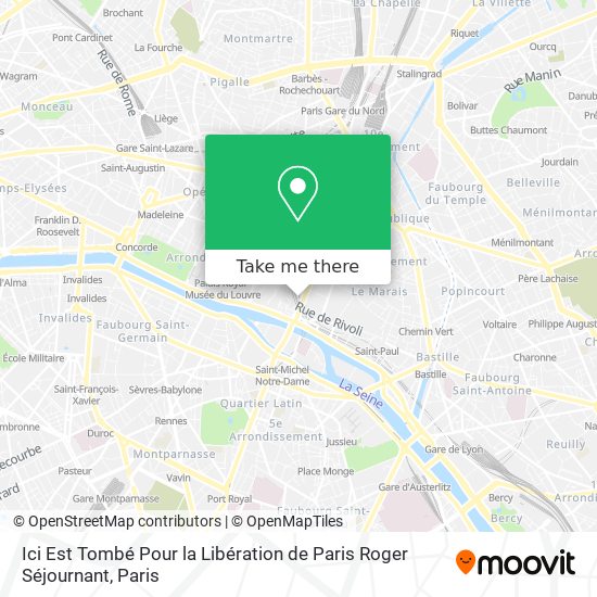 Mapa Ici Est Tombé Pour la Libération de Paris Roger Séjournant