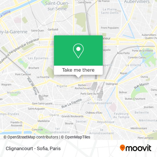 Mapa Clignancourt - Sofia