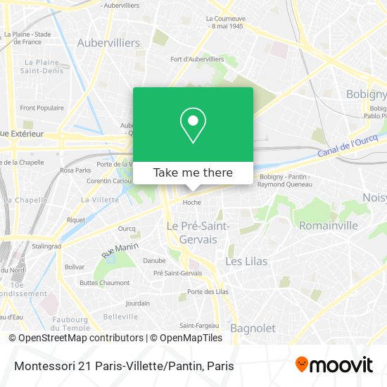 Mapa Montessori 21 Paris-Villette / Pantin