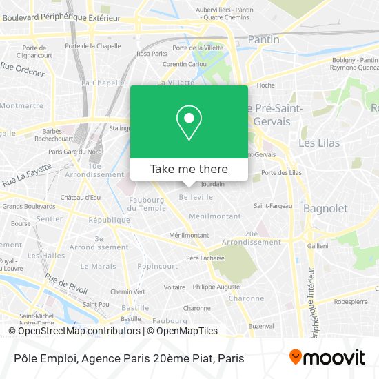 Pôle Emploi, Agence Paris 20ème Piat map