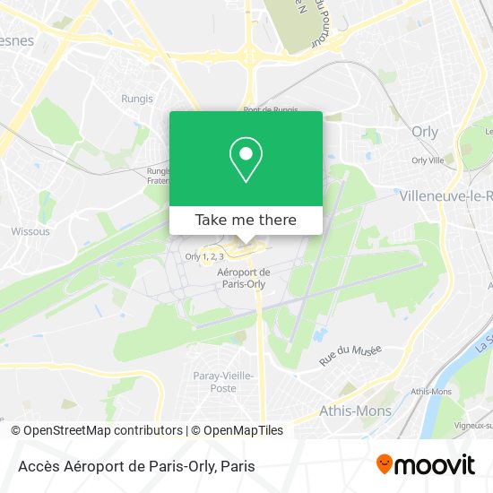 Accès Aéroport de Paris-Orly map