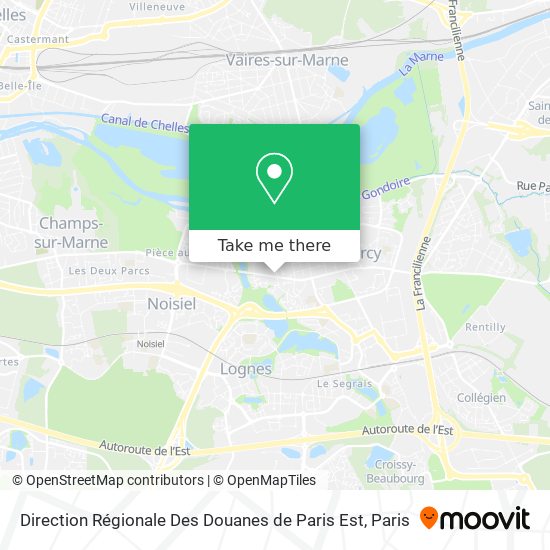 Mapa Direction Régionale Des Douanes de Paris Est