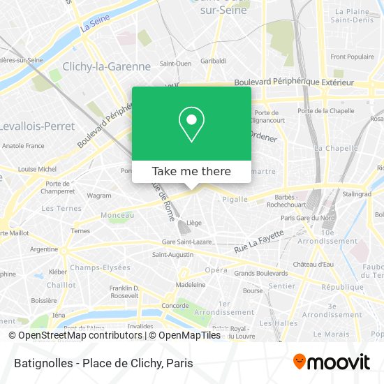 Mapa Batignolles - Place de Clichy