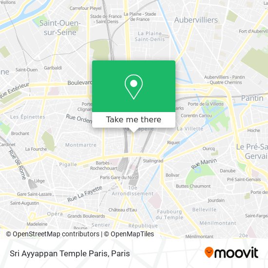 Mapa Sri Ayyappan Temple Paris