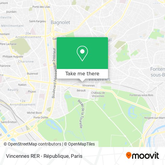 Vincennes RER - République map