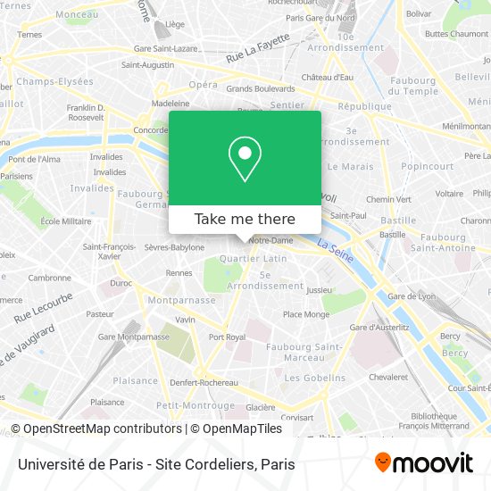 Mapa Université de Paris - Site Cordeliers