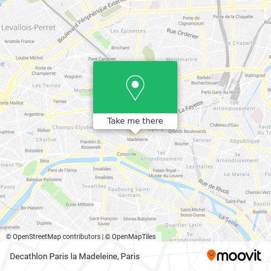 Mapa Decathlon Paris la Madeleine