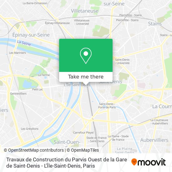 Mapa Travaux de Construction du Parvis Ouest de la Gare de Saint-Denis - L'Île-Saint-Denis