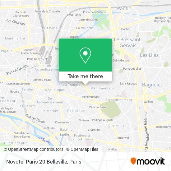 Mapa Novotel Paris 20 Belleville
