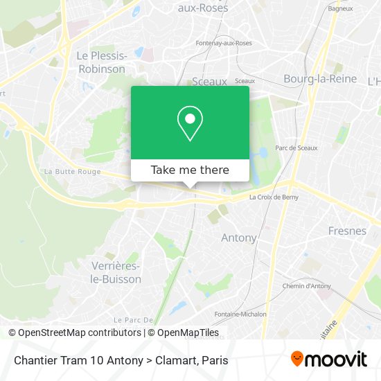 Chantier Tram 10 Antony > Clamart map