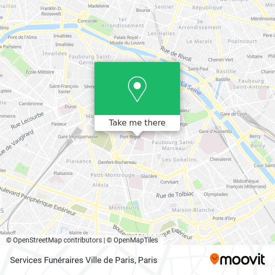 Mapa Services Funéraires Ville de Paris