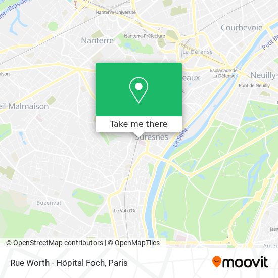 Rue Worth - Hôpital Foch map