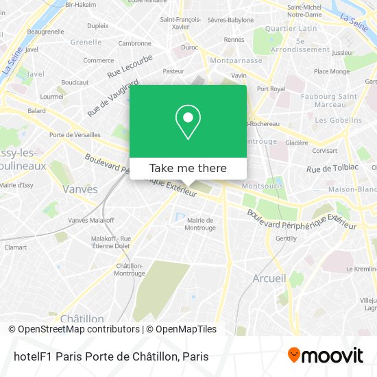 Mapa hotelF1 Paris Porte de Châtillon