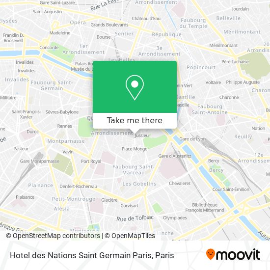 Mapa Hotel des Nations Saint Germain Paris