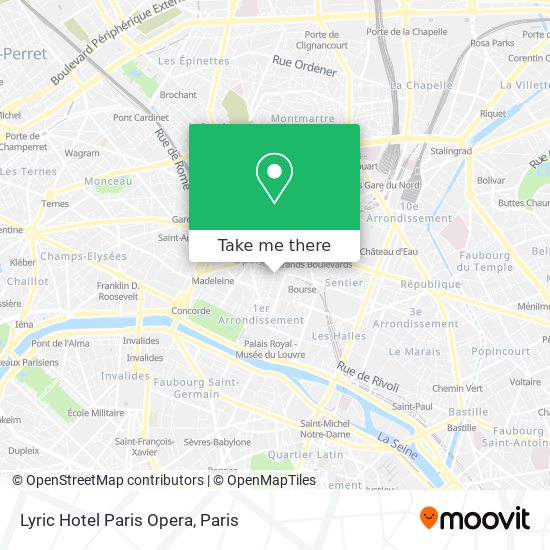 Lyric Hotel Paris Opera map