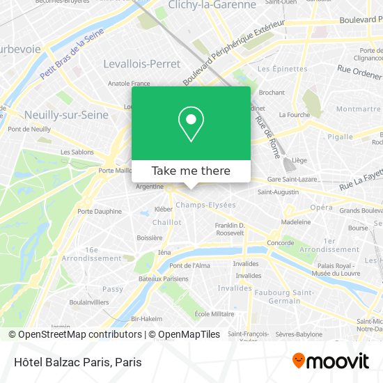Hôtel Balzac Paris map