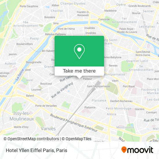 Mapa Hotel Yllen Eiffel Paris
