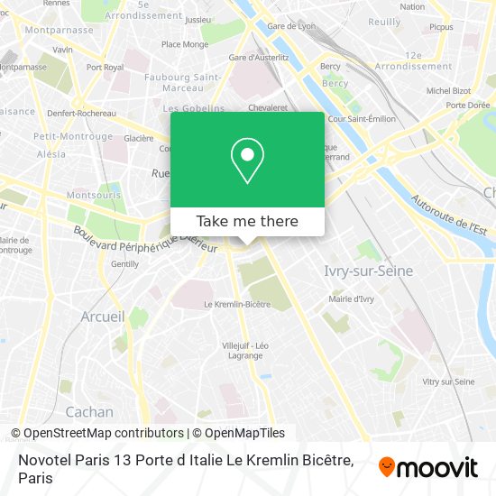 Novotel Paris 13 Porte d Italie Le Kremlin Bicêtre map