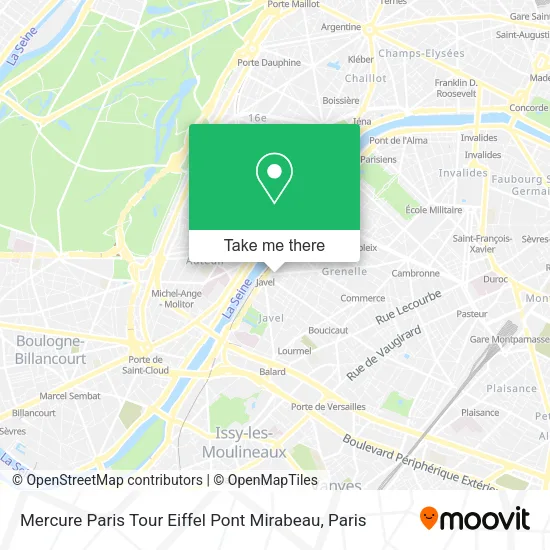 Mercure Paris Tour Eiffel Pont Mirabeau map