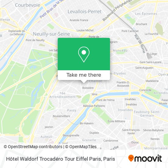 Hôtel Waldorf Trocadéro Tour Eiffel Paris map