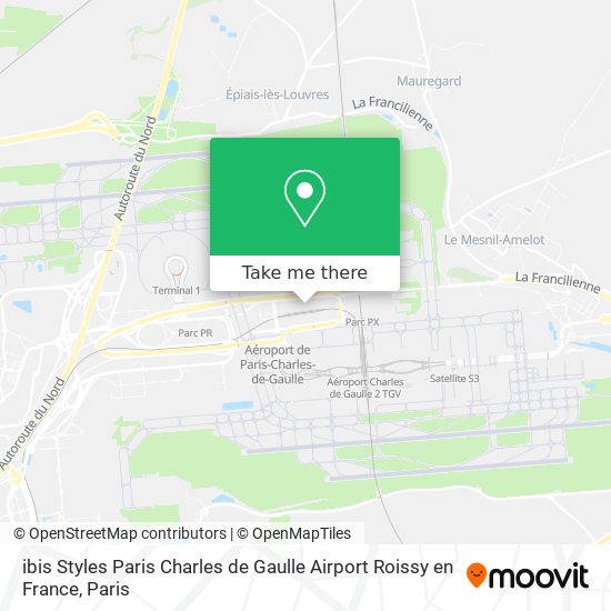 Mapa ibis Styles Paris Charles de Gaulle Airport Roissy en France