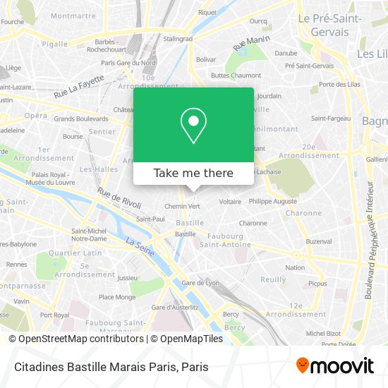 Mapa Citadines Bastille Marais Paris