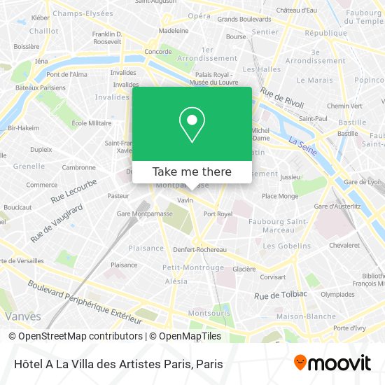 Hôtel A La Villa des Artistes Paris map