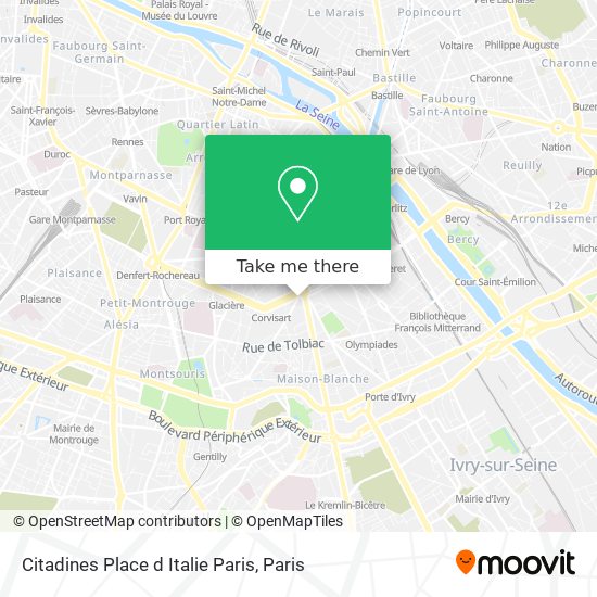 Mapa Citadines Place d Italie Paris
