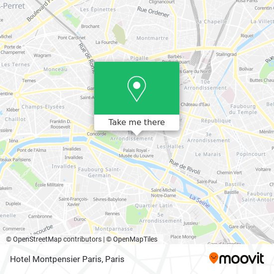 Mapa Hotel Montpensier Paris