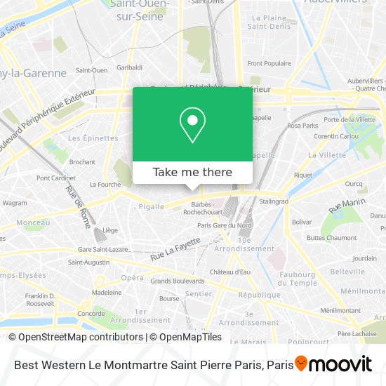 Best Western Le Montmartre Saint Pierre Paris map