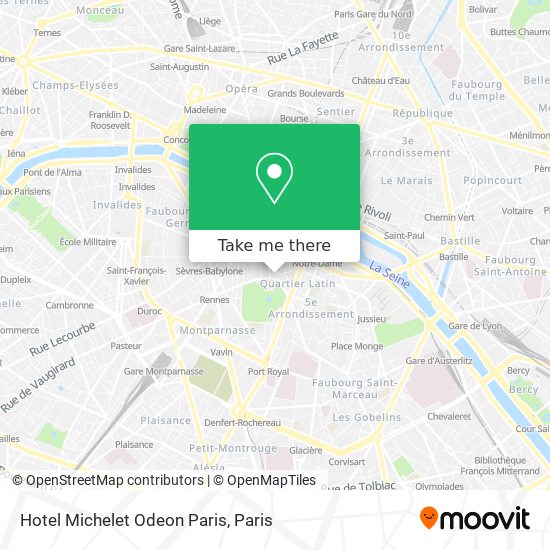Mapa Hotel Michelet Odeon Paris