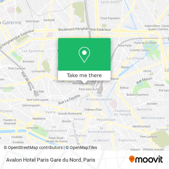 Avalon Hotel Paris Gare du Nord map