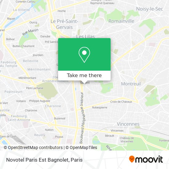 Novotel Paris Est Bagnolet map
