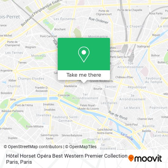 Mapa Hôtel Horset Opéra Best Western Premier Collection Paris