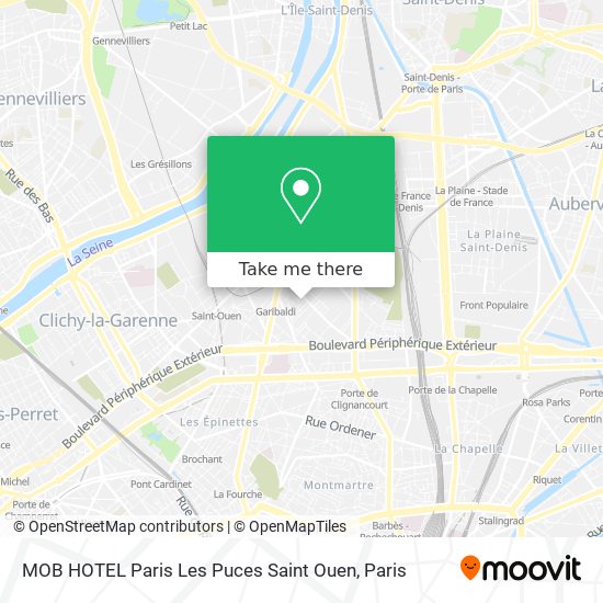 MOB HOTEL Paris Les Puces Saint Ouen map