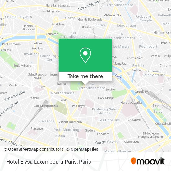 Hotel Elysa Luxembourg Paris map