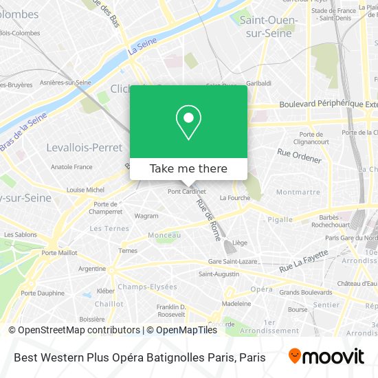 Best Western Plus Opéra Batignolles Paris map