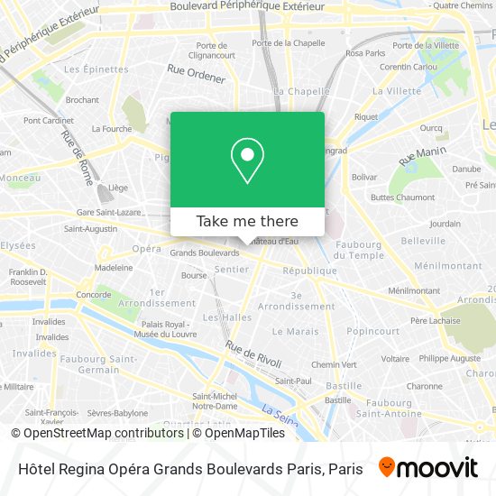 Hôtel Regina Opéra Grands Boulevards Paris map