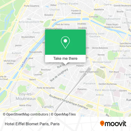 Hotel Eiffel Blomet Paris map