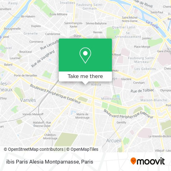 Mapa ibis Paris Alesia Montparnasse