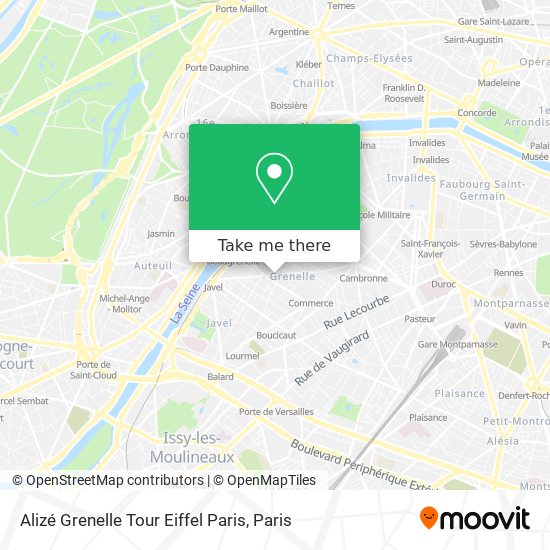Mapa Alizé Grenelle Tour Eiffel Paris