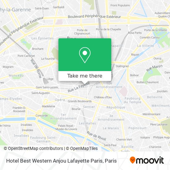 Mapa Hotel Best Western Anjou Lafayette Paris