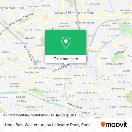 Hotel Best Western Anjou Lafayette Paris map