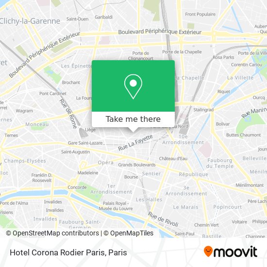 Hotel Corona Rodier Paris map